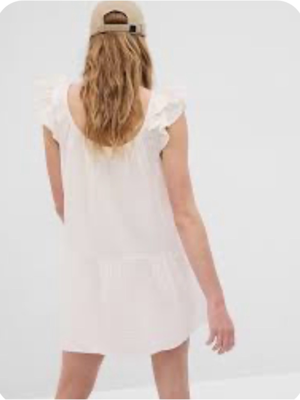 Gap White Hauze Ruffle Sleeve Shift Dress